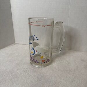 Vintage 90's Libbey Country Geese Pink Heart‎ Mug Glass Cup Beer Clear
